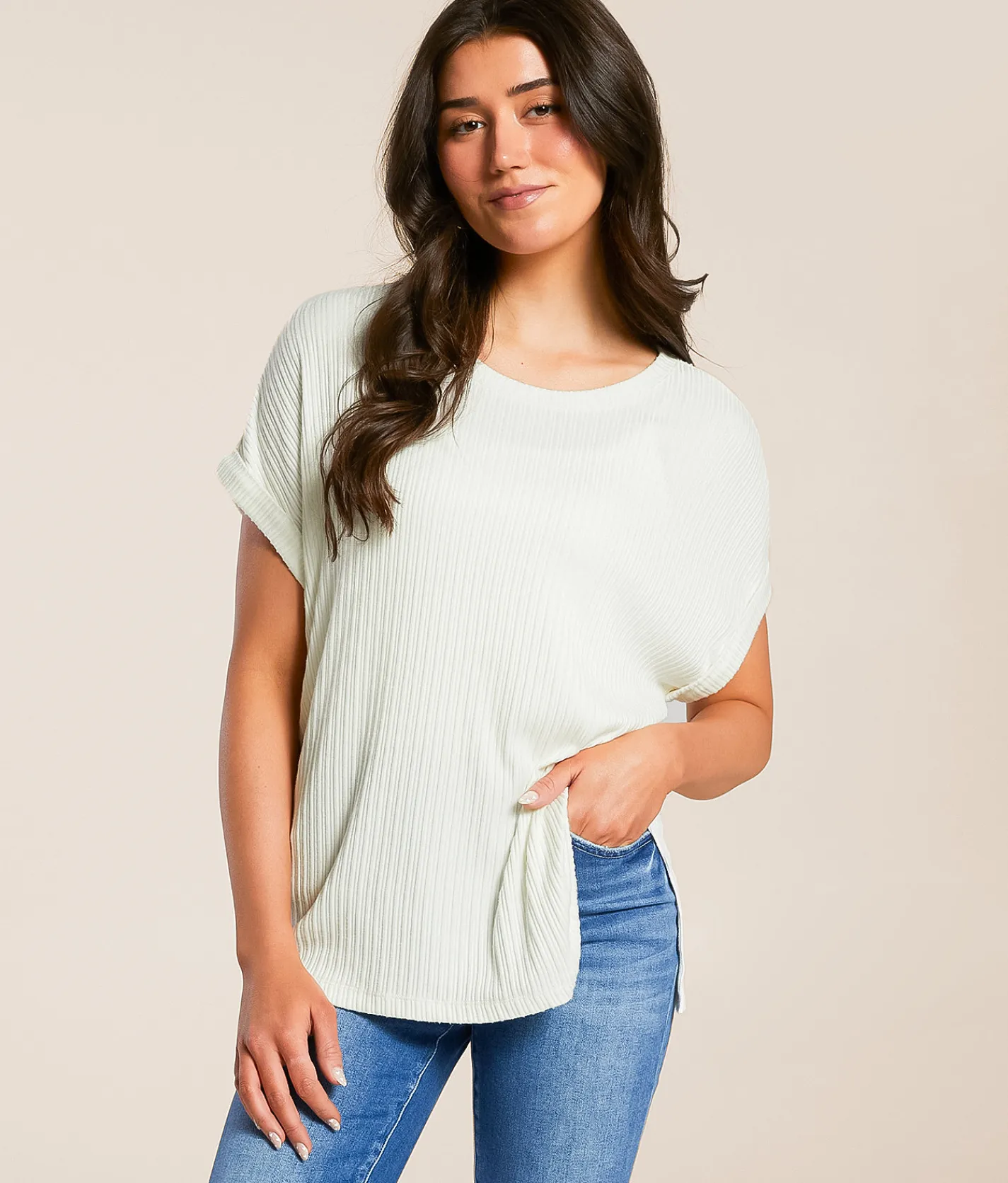 Tops | White Crow Zaine Ribbed Top Bone