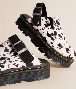 Shoes | Dr. Martens Zebzag Cow Leather Mule Black And Cream Dalmation