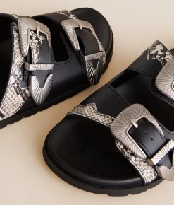 Mia Zefyri Double Strap Sandal Black Beige New