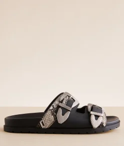 Mia Zefyri Double Strap Sandal Black Beige New