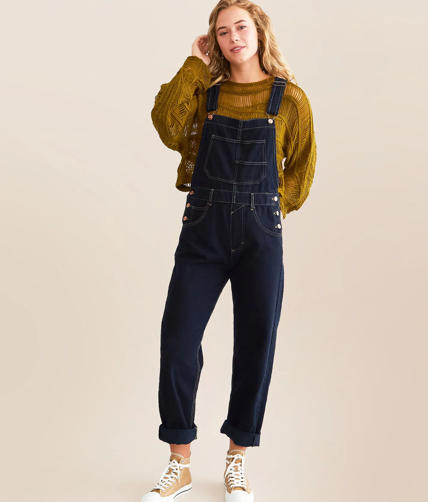 Free People Ziggy Denim Cuffed Overalls Powder Blue Hot