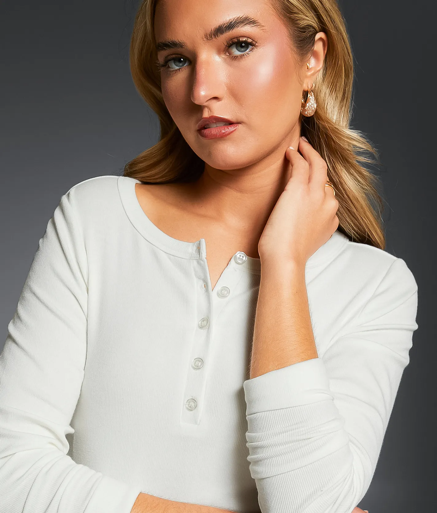 Buckle Black Zoey Ribbed Henley Cannoli Cream
