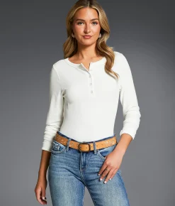Buckle Black Zoey Ribbed Henley Cannoli Cream