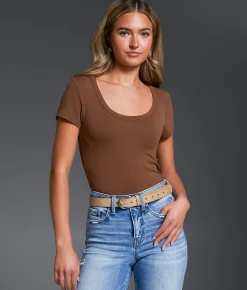 Tops | Buckle Black Zoey Ribbed Top Cocoa Brown