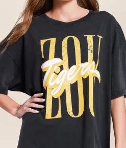 Gameday SOCIAL® Zou Tigers Oversized T-Shirt Black Hot